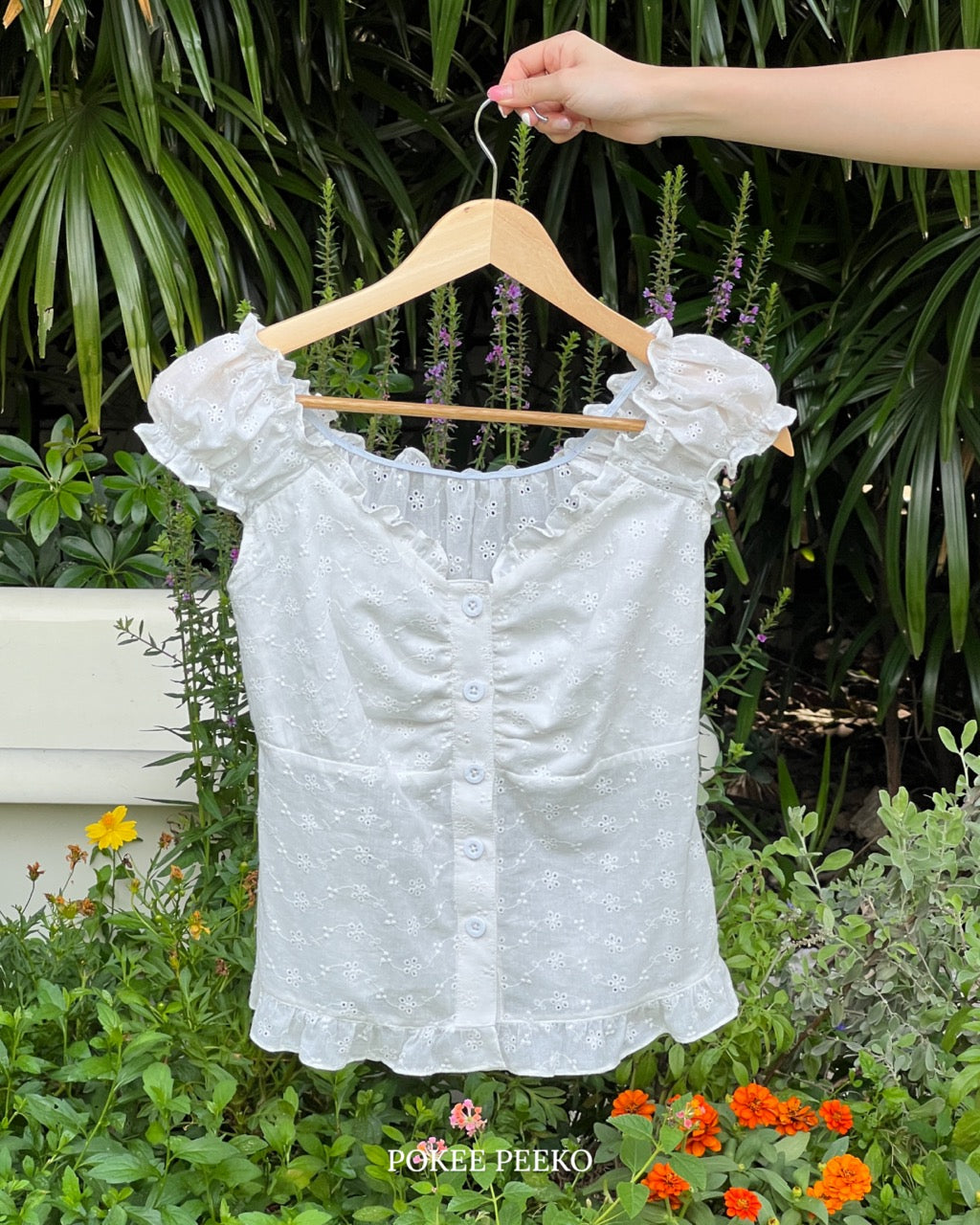 CHO TOP (WHITE EYELET)