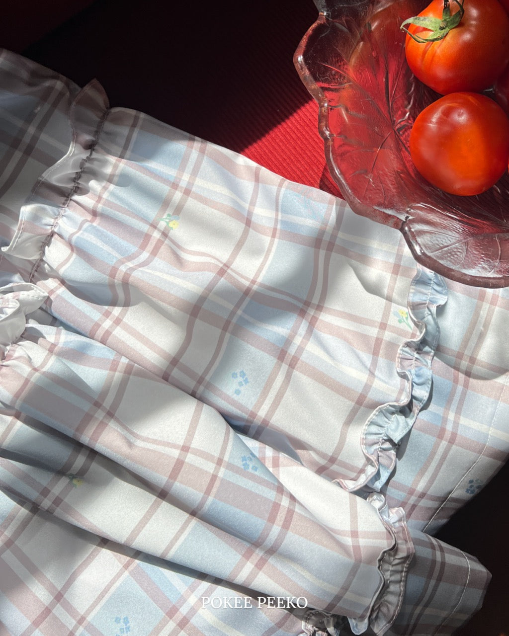 FLOWER PLAID SKIRT