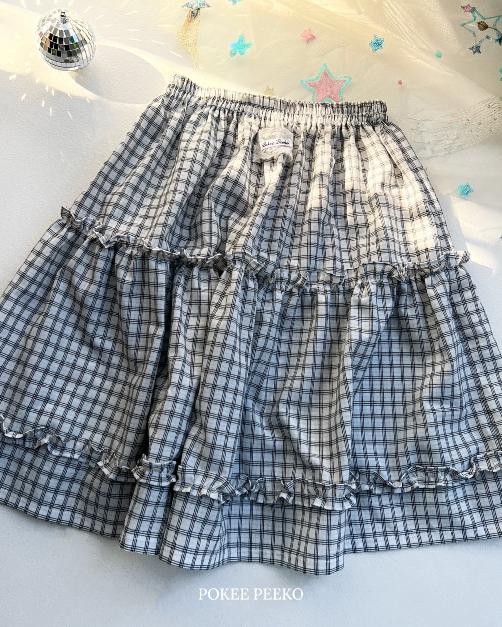 FLOWER PLAID SKIRT