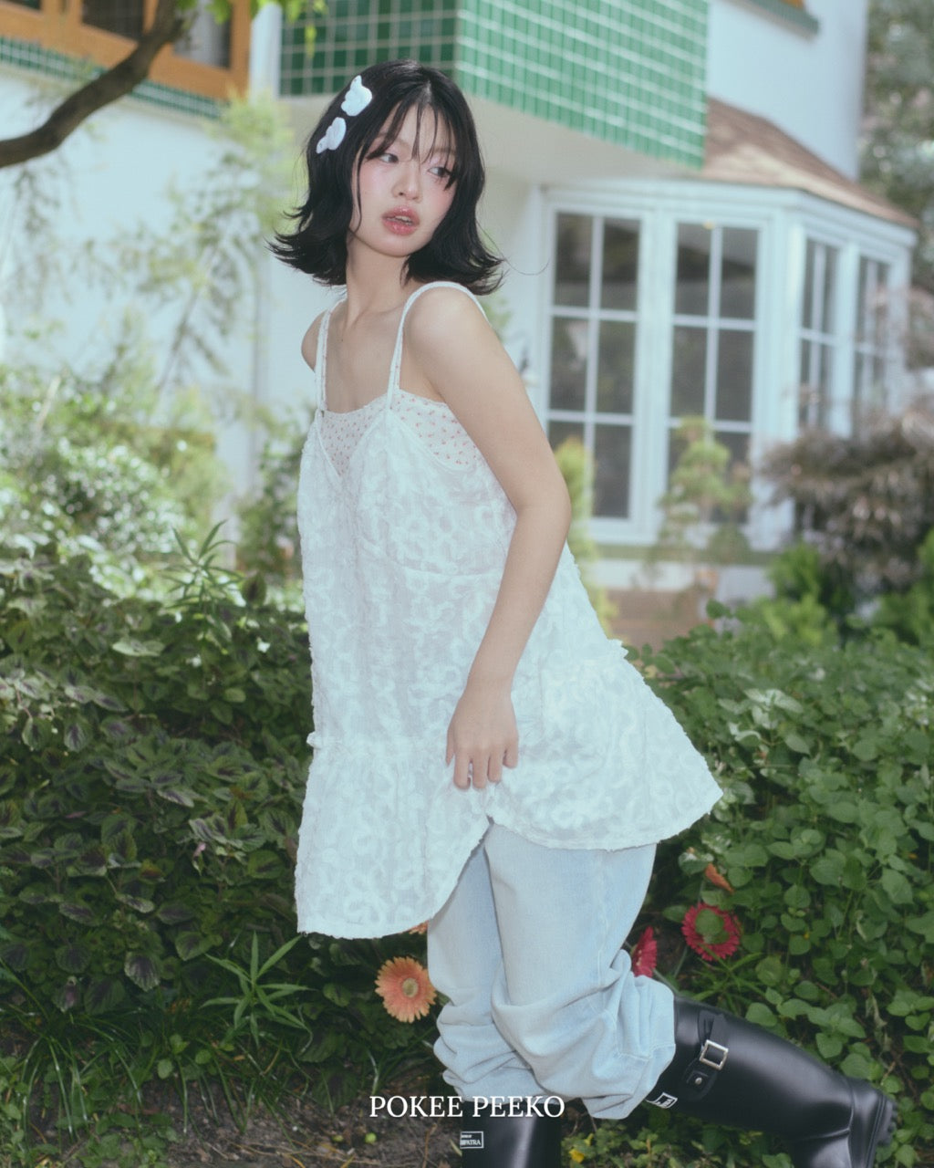 LACE MINI DRESS (WHITE FLOWER)