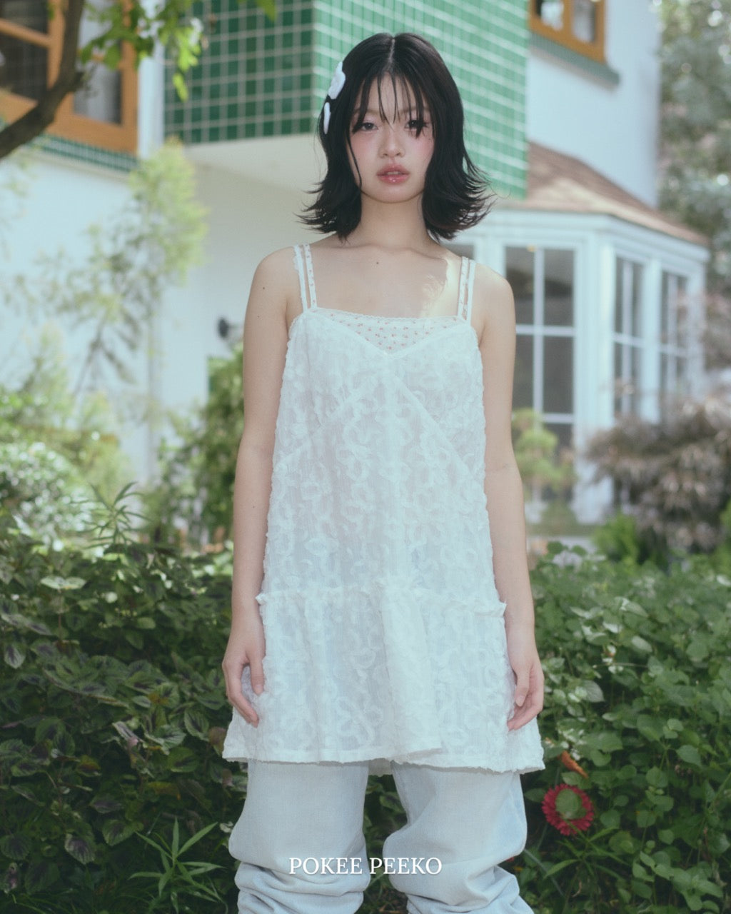 LACE MINI DRESS (WHITE FLOWER)