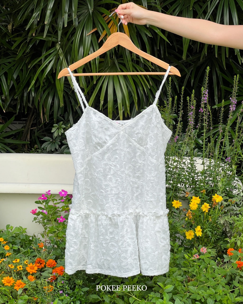 LACE MINI DRESS (WHITE FLOWER)